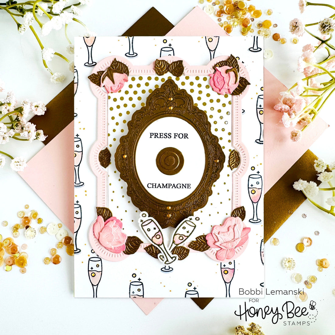 “Press for Champagne: A Card That Pops with Luxury” by Bobbi Lemanski - Honey Bee Stamps