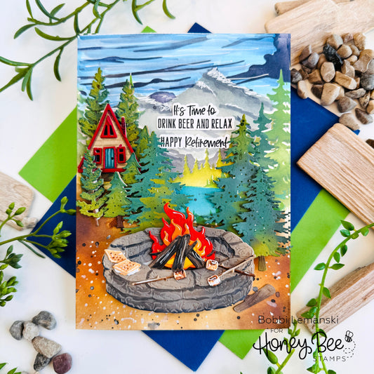 Retirement Awaits: A Cozy Cabin Escape by Bobbi Lemanski - Honey Bee Stamps