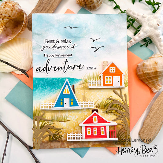Seaside Beach Houses Scene - Honey Bee Stamps