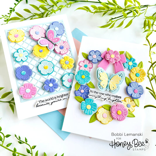 Stitched Blooms & Butterflies Cards by Bobbi Lemanski - Honey Bee Stamps