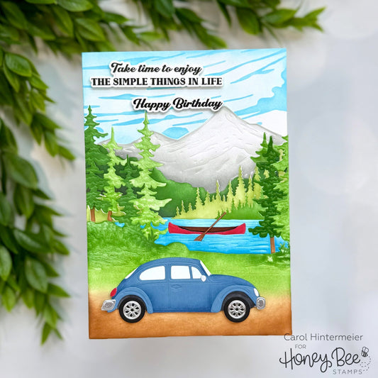 Vintage Bug Lake Scene Birthday Card - Honey Bee Stamps