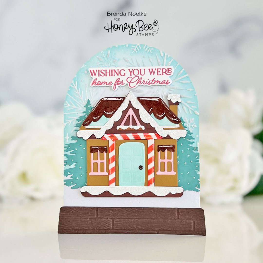 Wishing You Were Home for Christmas - Snow Globe Shaped Card - Honey Bee Stamps