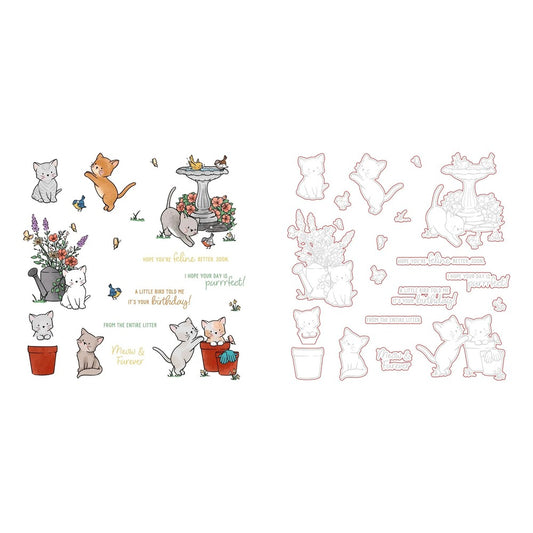 Meow & Furever Stamp Set and Coordinating Honey Cuts Bundle