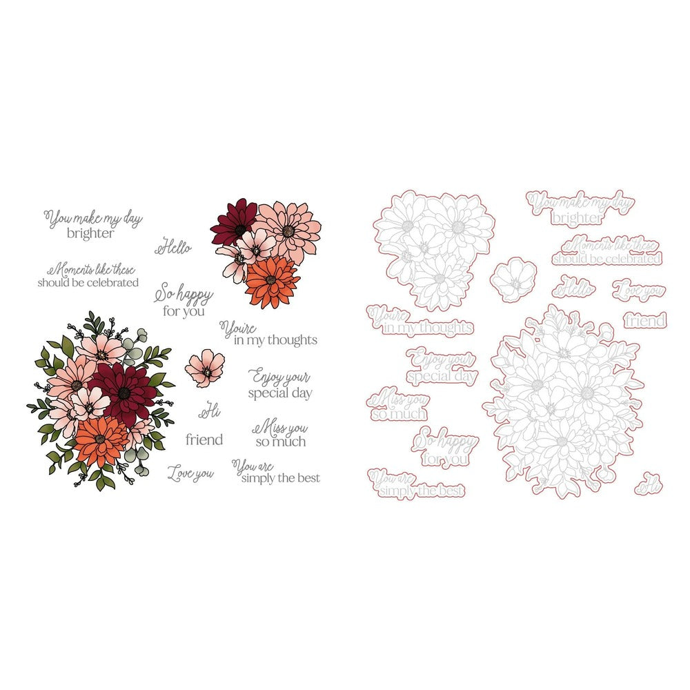 Daisy Layers Bouquet Stamp Set and Coordinating Honey Cuts Bundle