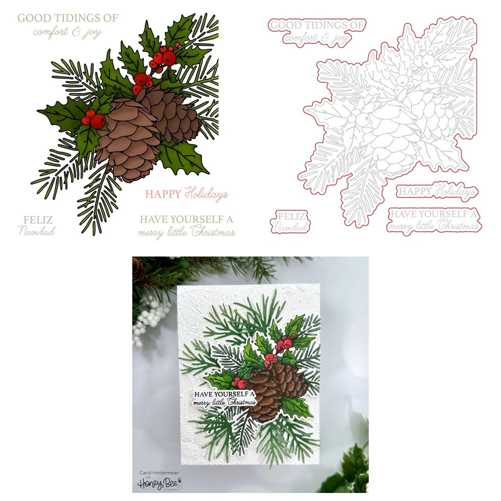Good Tidings Stamp Set, Honey Cuts, and Stencil Bundle
