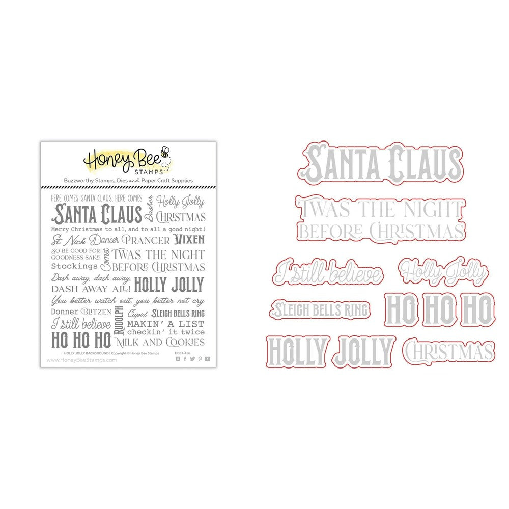 Holly Jolly Background Stamp Set and Coordinating Honey Cuts Bundle