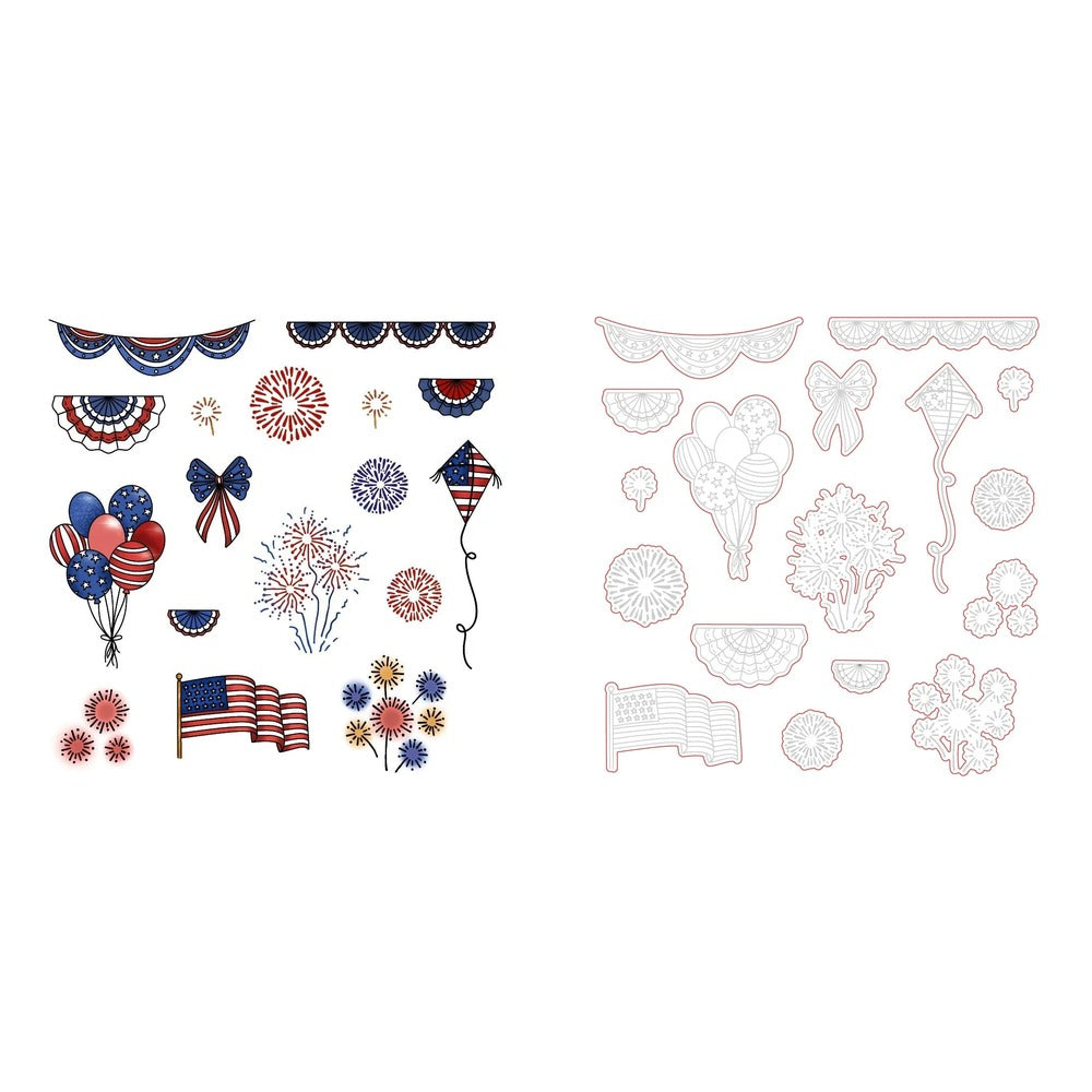 Big Pickup: Americana Add on Stamp Set and Coordinating Honey Cuts Bundle