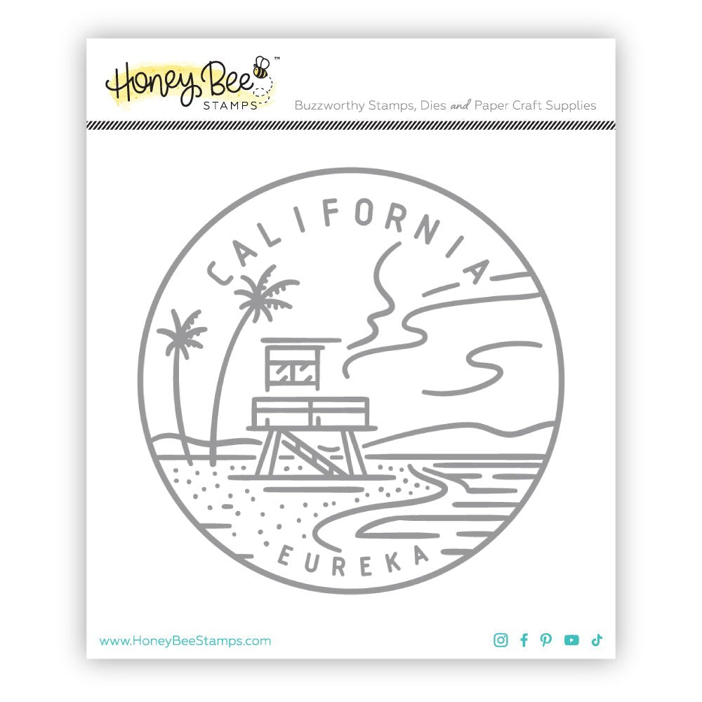 50 States Circles - 2x2 Photopolymer Stamp Set - California - Honey Bee Stamps