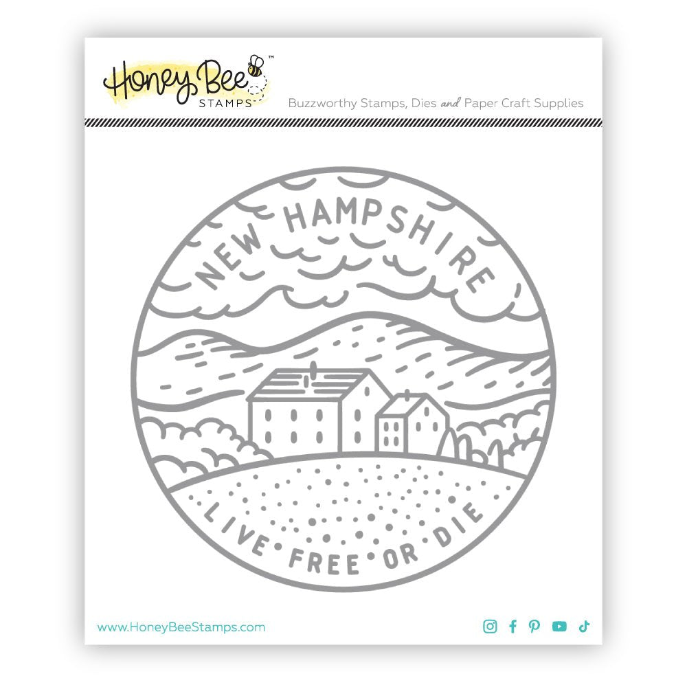 50 States Circles - 2x2 Photopolymer Stamp Set - New Hampshire - Honey Bee Stamps