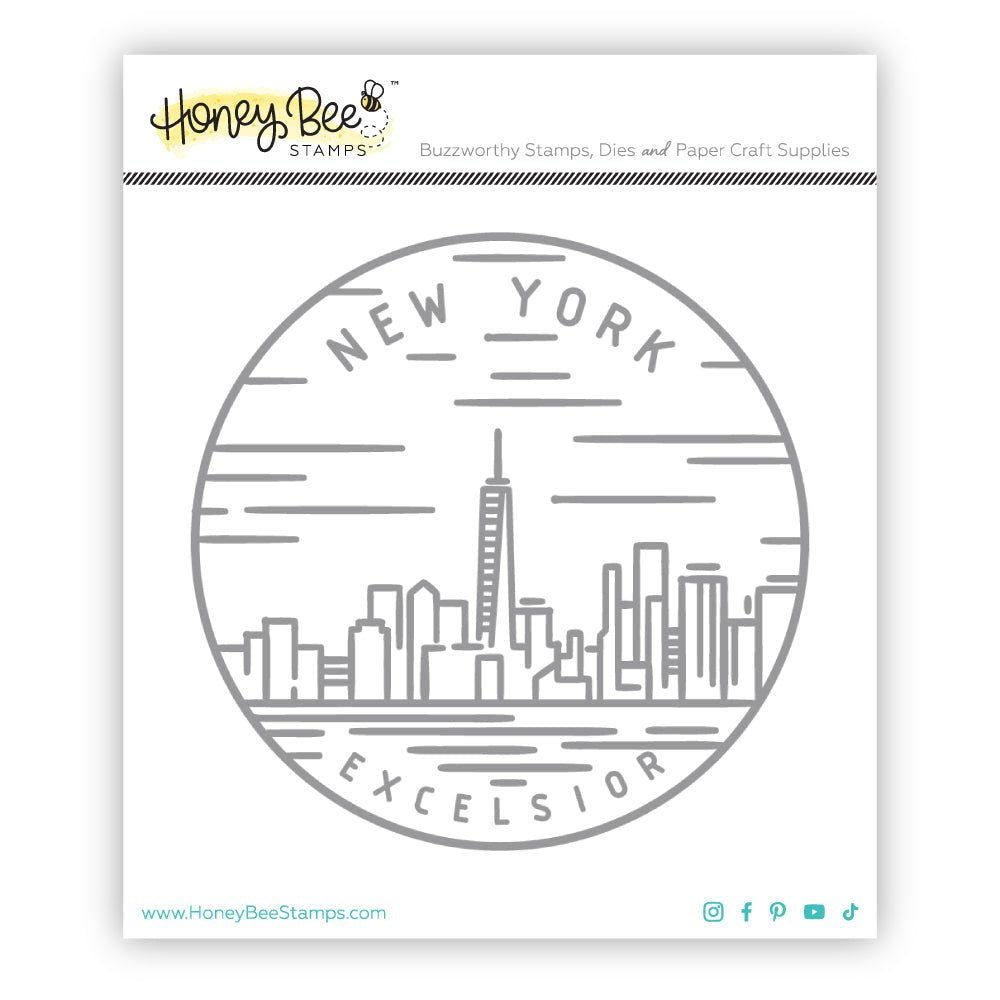 50 States Circles - 2x2 Photopolymer Stamp Set - New York - Honey Bee Stamps