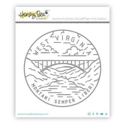 50 States Circles - 2x2 Photopolymer Stamp Set - West Virginia - Honey Bee Stamps