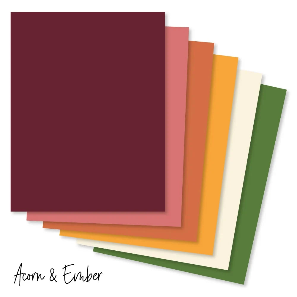 Acorn & Ember Paper Bundle - Paper Pack Plus Coordinating Solid Cardstock Pack