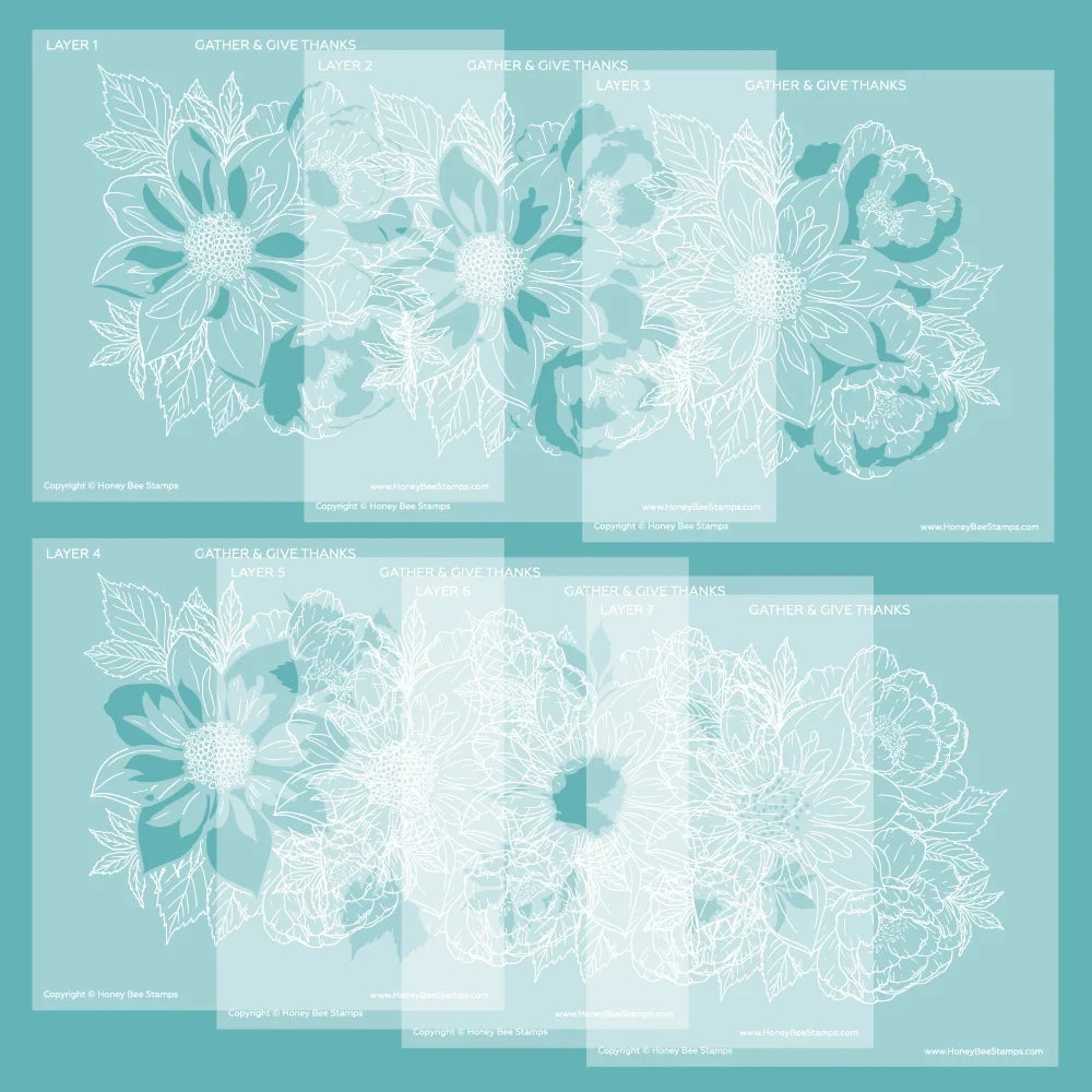 Gather & Give Thanks - Set of 7 - 6"x6" Coordinating Stencils