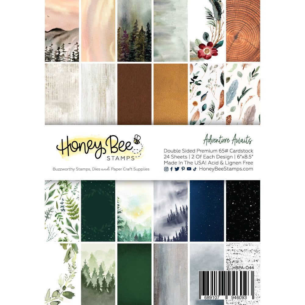 Adventure Awaits Paper Pad 6x8.5 - 24 Double - Sided Sheets - Honey Bee Stamps