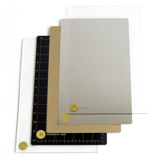 Anna Griffin Empress Large Full Plate Set - 8.625" x 13.5" Metal Shim, Magnetic Mat, Embossing Mat, and Cutting Plates - Honey Bee Stamps