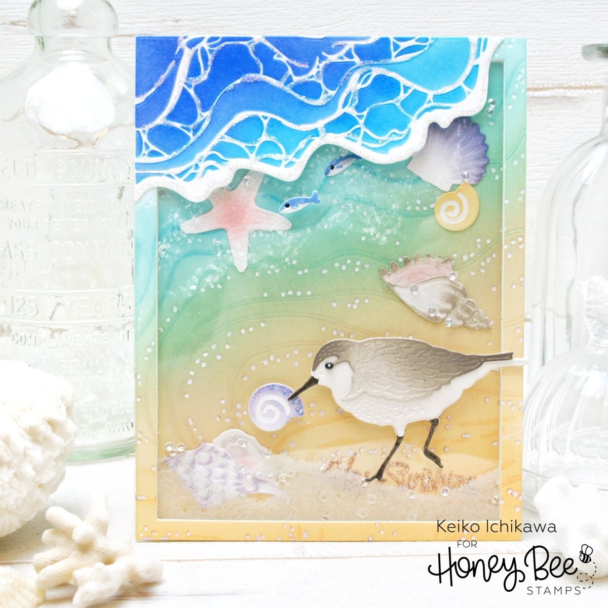 Beach Break - Set of 2 - 6"x6" Coordinating Stencils - Honey Bee Stamps