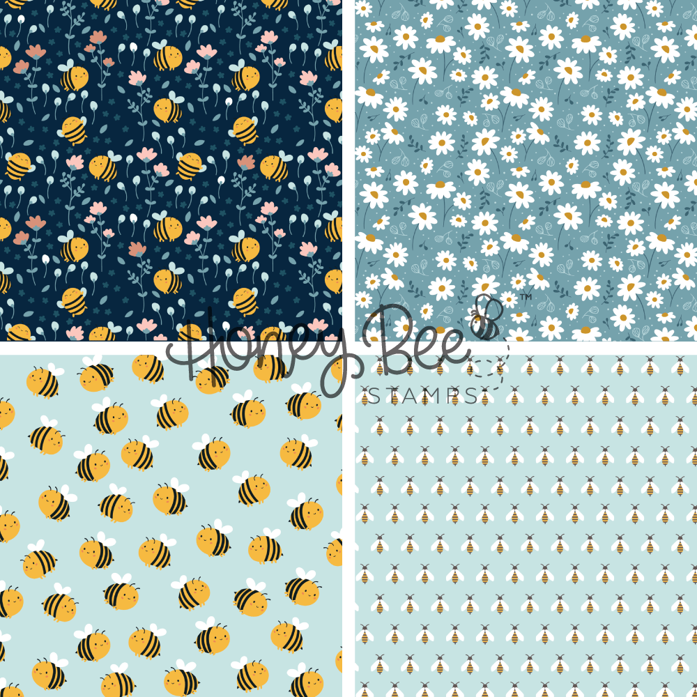 Bee Bliss - 5.5"x8.5" - 24 Double-Sided Sheets - Includes Paper Organizer! - Honey Bee Stamps