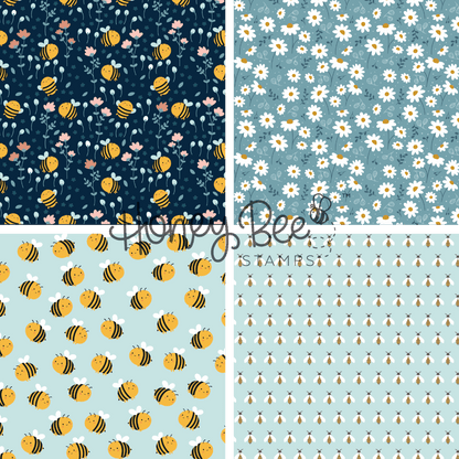 Bee Bliss - 5.5"x8.5" - 24 Double-Sided Sheets - Includes Paper Organizer! - Honey Bee Stamps