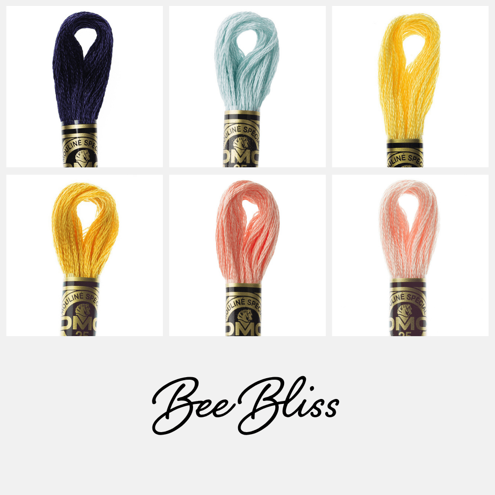 Bee Bliss Coordinating DMC Embroidery Thread Bundle - Honey Bee Stamps