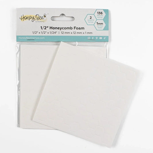 Bee Creative 1/2" White Honeycomb Foam - 136 Ultra Thin Hexagon Foam Dots | Double - Sided Adhesive | 1mm Thick - Honey Bee Stamps