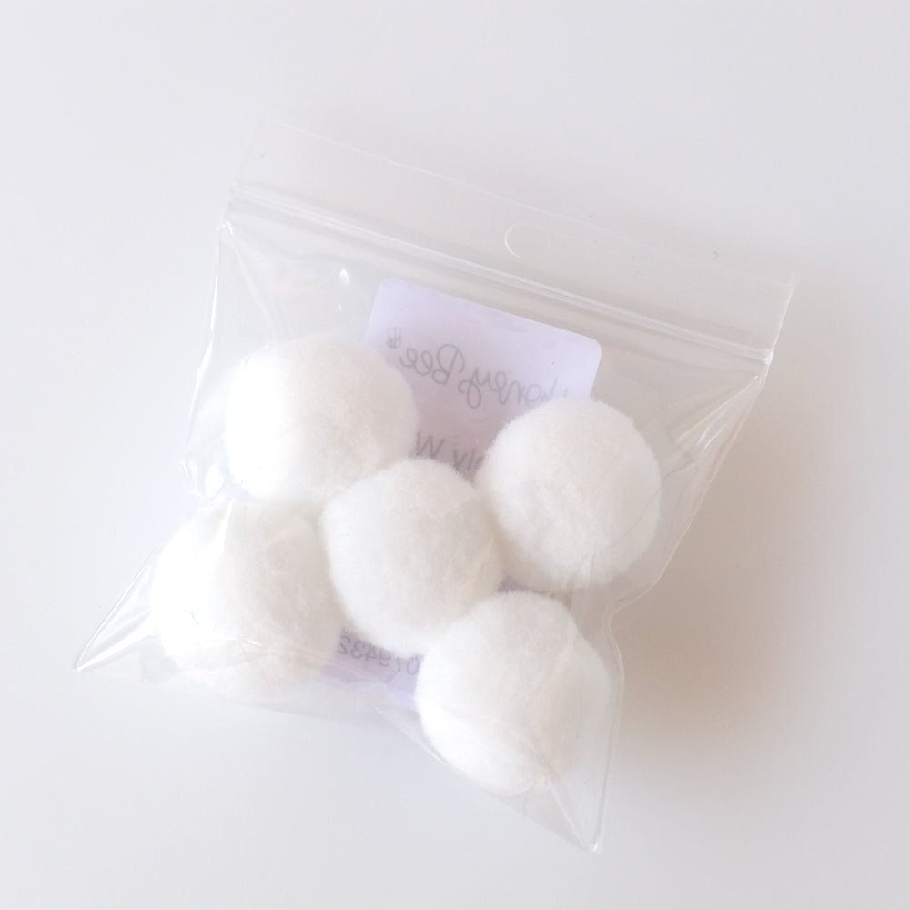 Bee Creative Large 1" Pom Poms 5 pk - Simply White - Retiring - Honey Bee Stamps