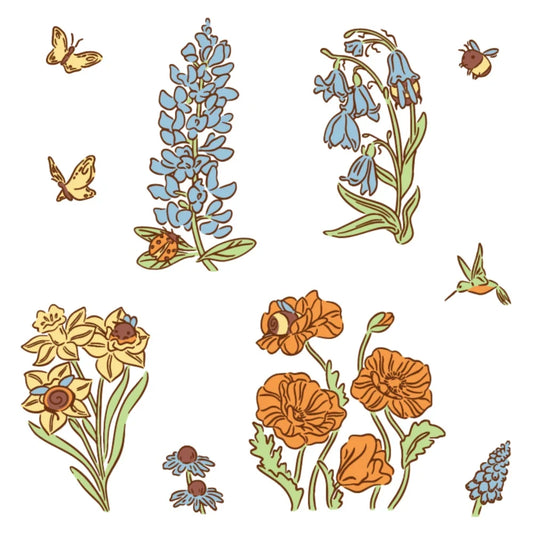 Bees & Bonnets - Set of 5 - 6"x6" Coordinating Stencils - Honey Bee Stamps