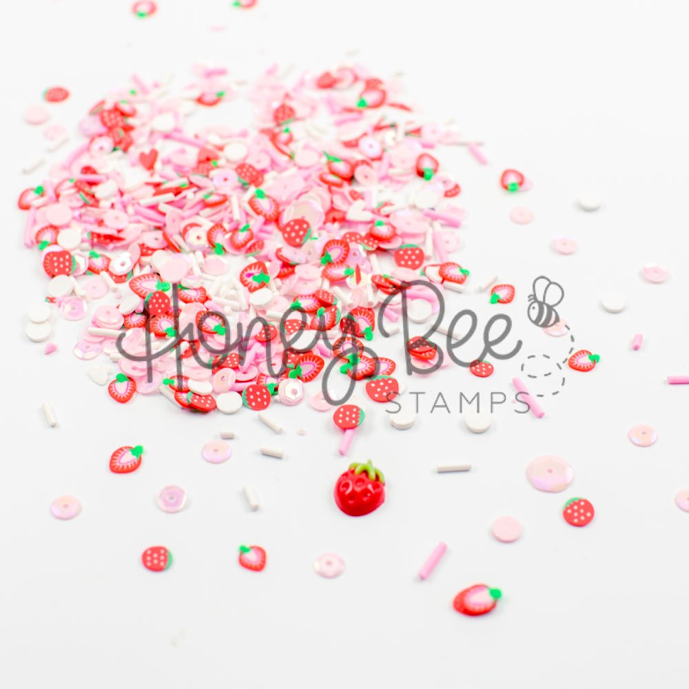 Berry Sweet - Sequin and Clay Mix Includes Special Resin Strawberry Charm - Honey Bee Stamps