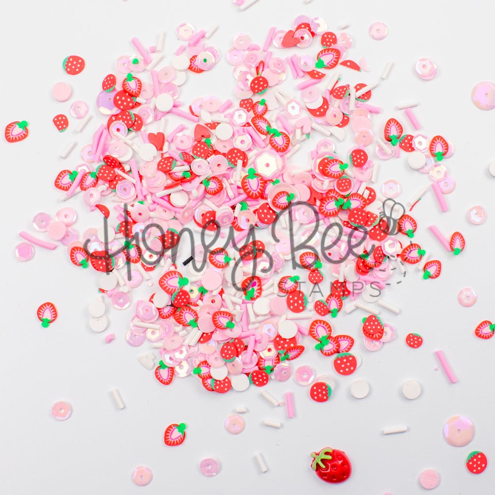 Berry Sweet - Sequin and Clay Mix Includes Special Resin Strawberry Charm - Honey Bee Stamps
