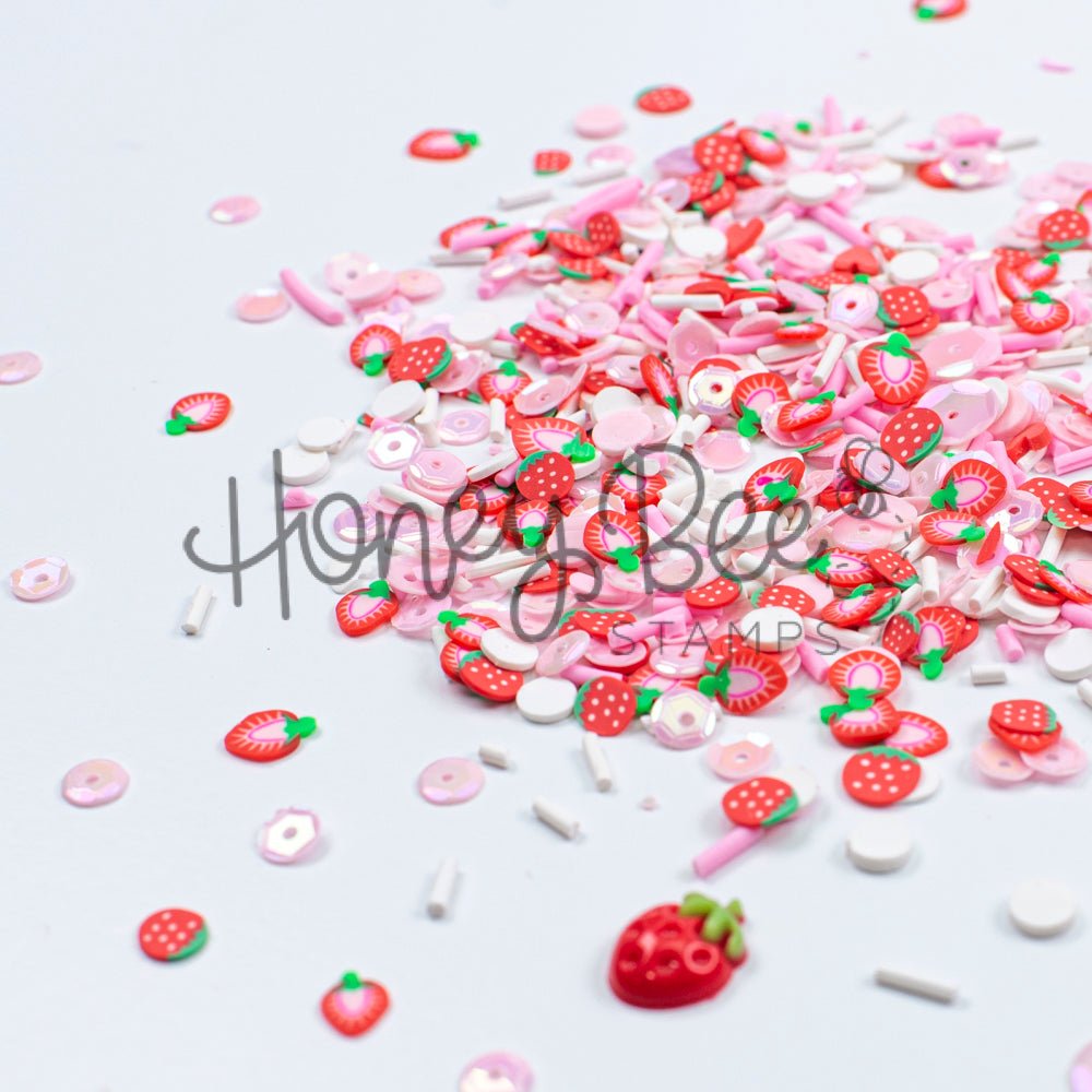 Berry Sweet - Sequin and Clay Mix Includes Special Resin Strawberry Charm - Honey Bee Stamps