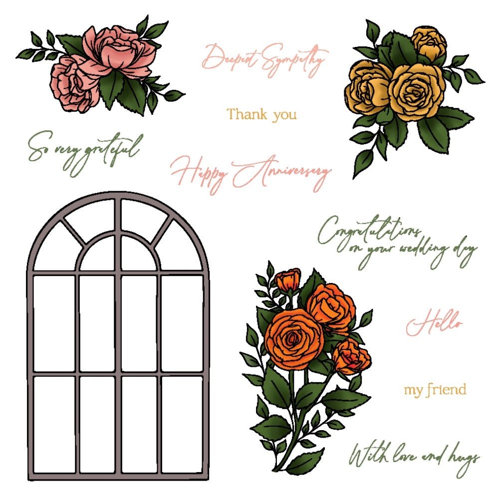 Blooming View - 6x8 Photopolymer Stamp Set - Retiring - Honey Bee Stamps