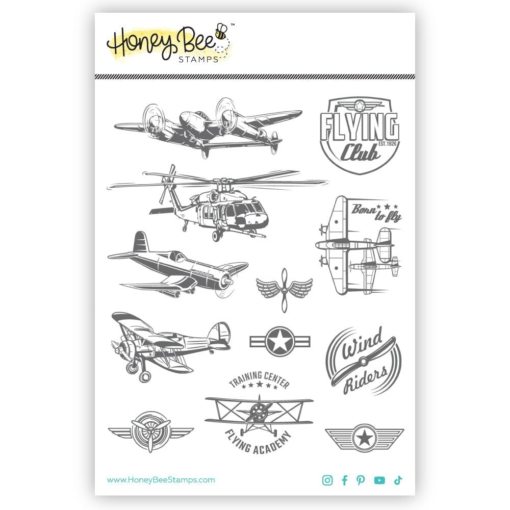 Born To Fly - 5x6 Rubber Cling Stamp Set - Honey Bee Stamps