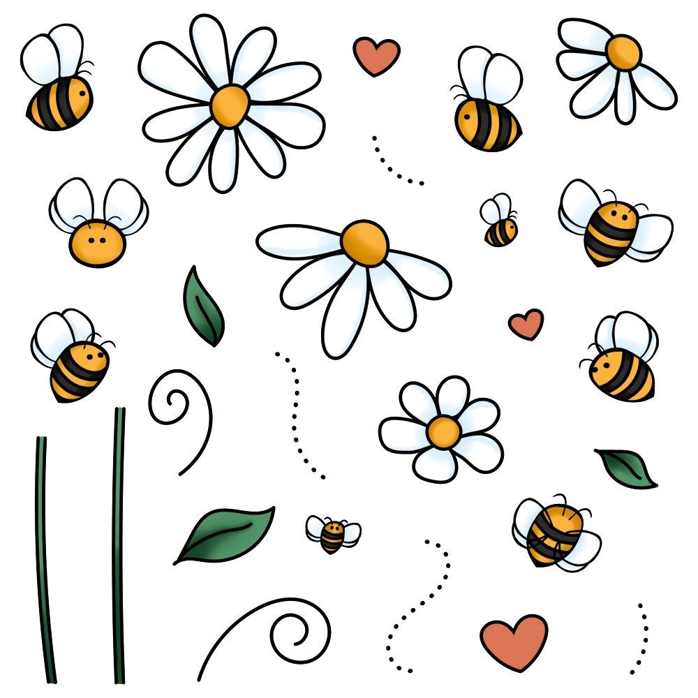 Busy Bees - 4x6 Photopolymer Stamp Set - Honey Bee Stamps