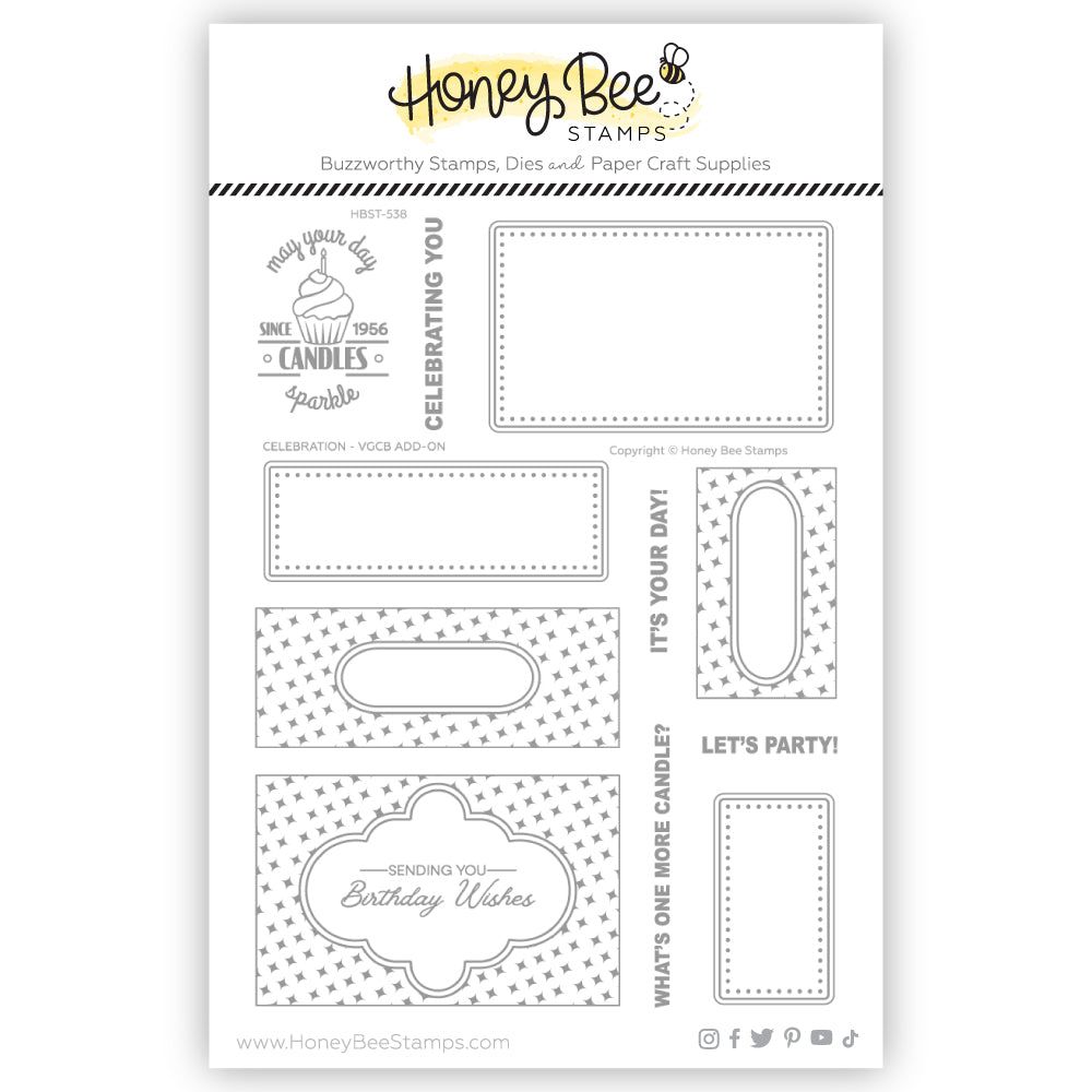 Celebration VGCB Add - On - 6x8 Photopolymer Stamp Set - Retiring - Honey Bee Stamps