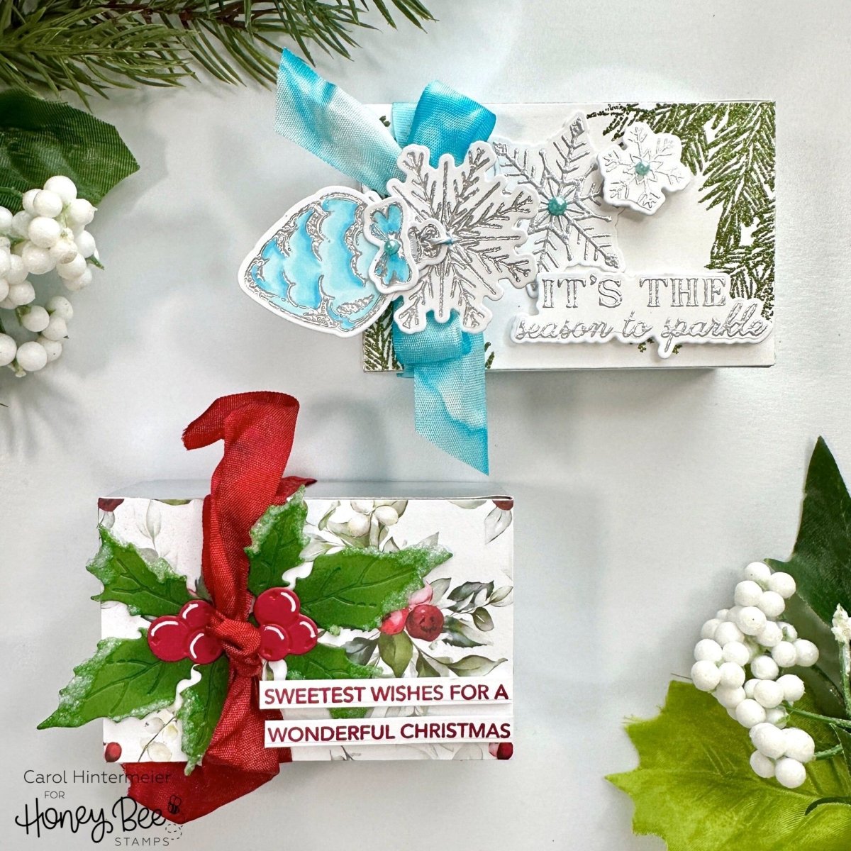 Christmas Lights Vintage Gift Card Box Add - On - 6x6 Photopolymer Stamp Set - Retiring - Honey Bee Stamps