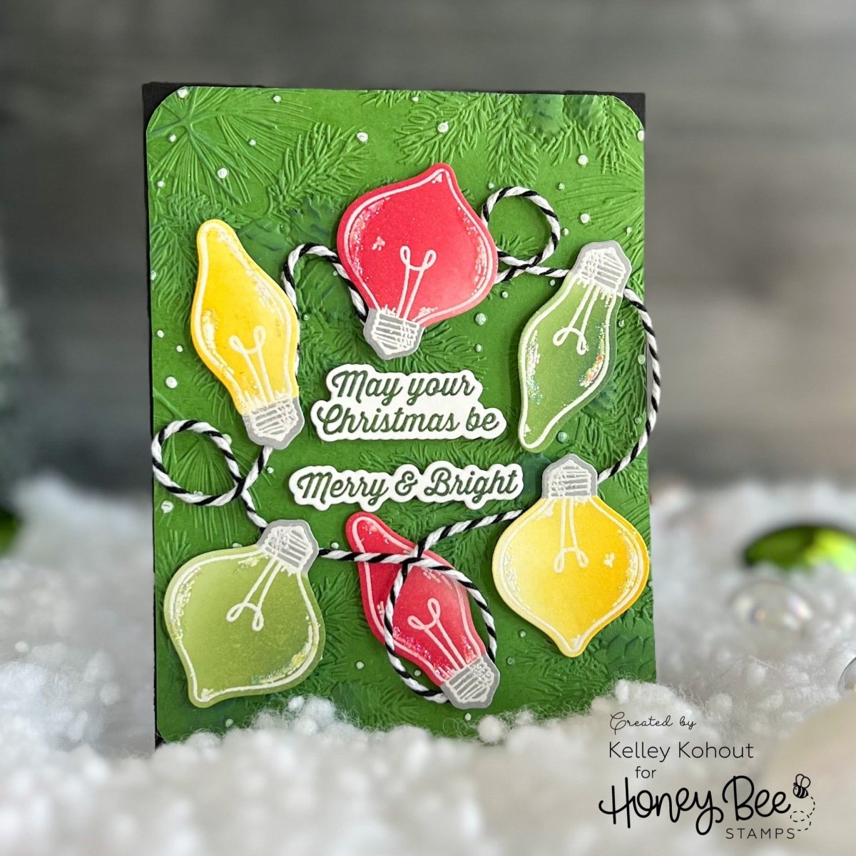 Christmas Lights Vintage Gift Card Box Add - On - 6x6 Photopolymer Stamp Set - Retiring - Honey Bee Stamps