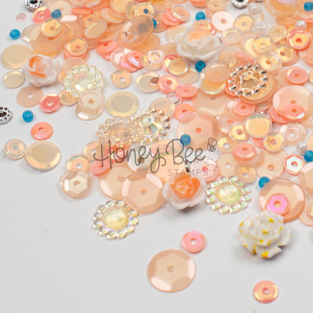 Cozy Bloom - Sequin Mix with Rose and Flower Charms - Honey Bee Stamps