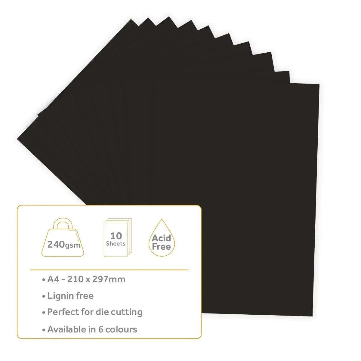 Craft Perfect Smooth Card - A4-300gsm 10 Pack - Jet Black - Honey Bee Stamps