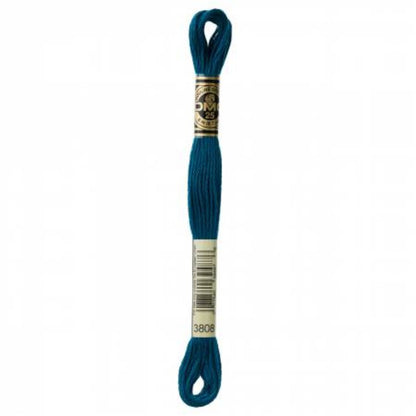 DMC Embroidery Floss, 6 - Strand - Turquoise Ultra Very Dark 3808 - Honey Bee Stamps