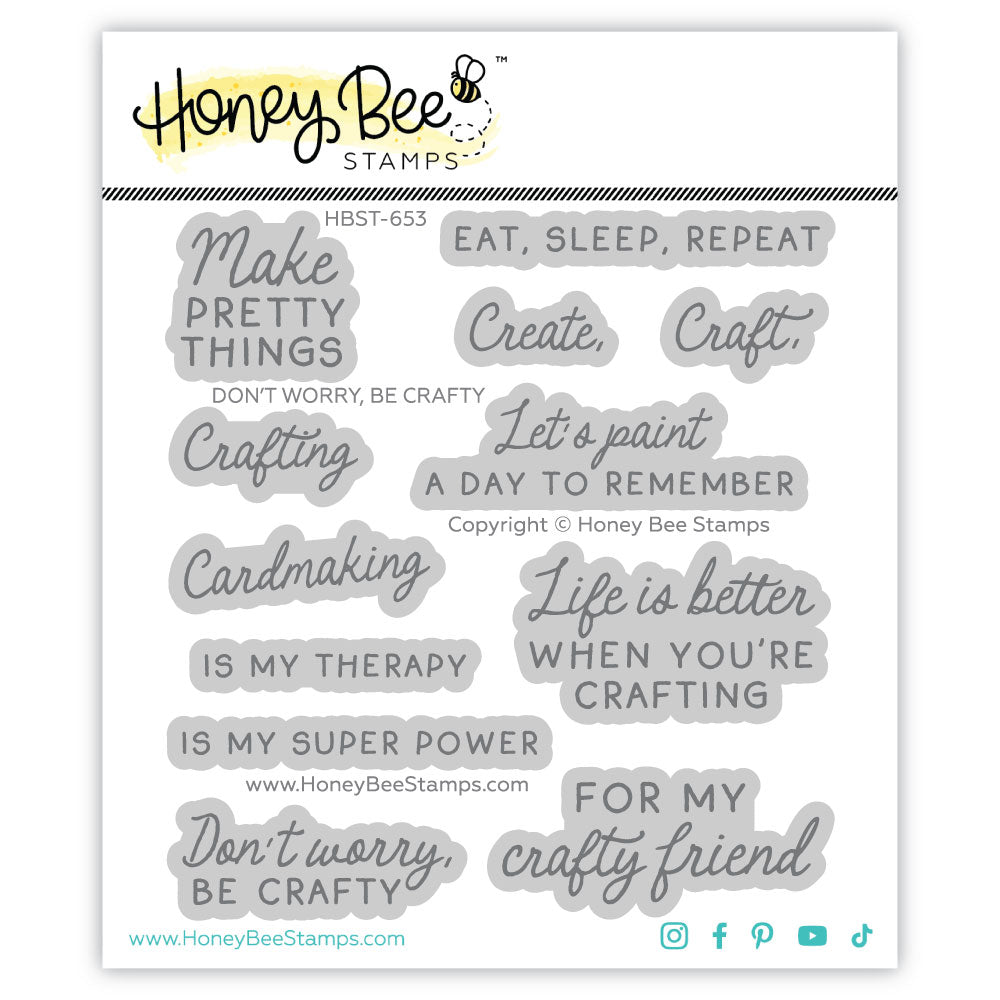 Don't Worry, Be Crafty - 4x4 Stamp Set - Honey Bee Stamps