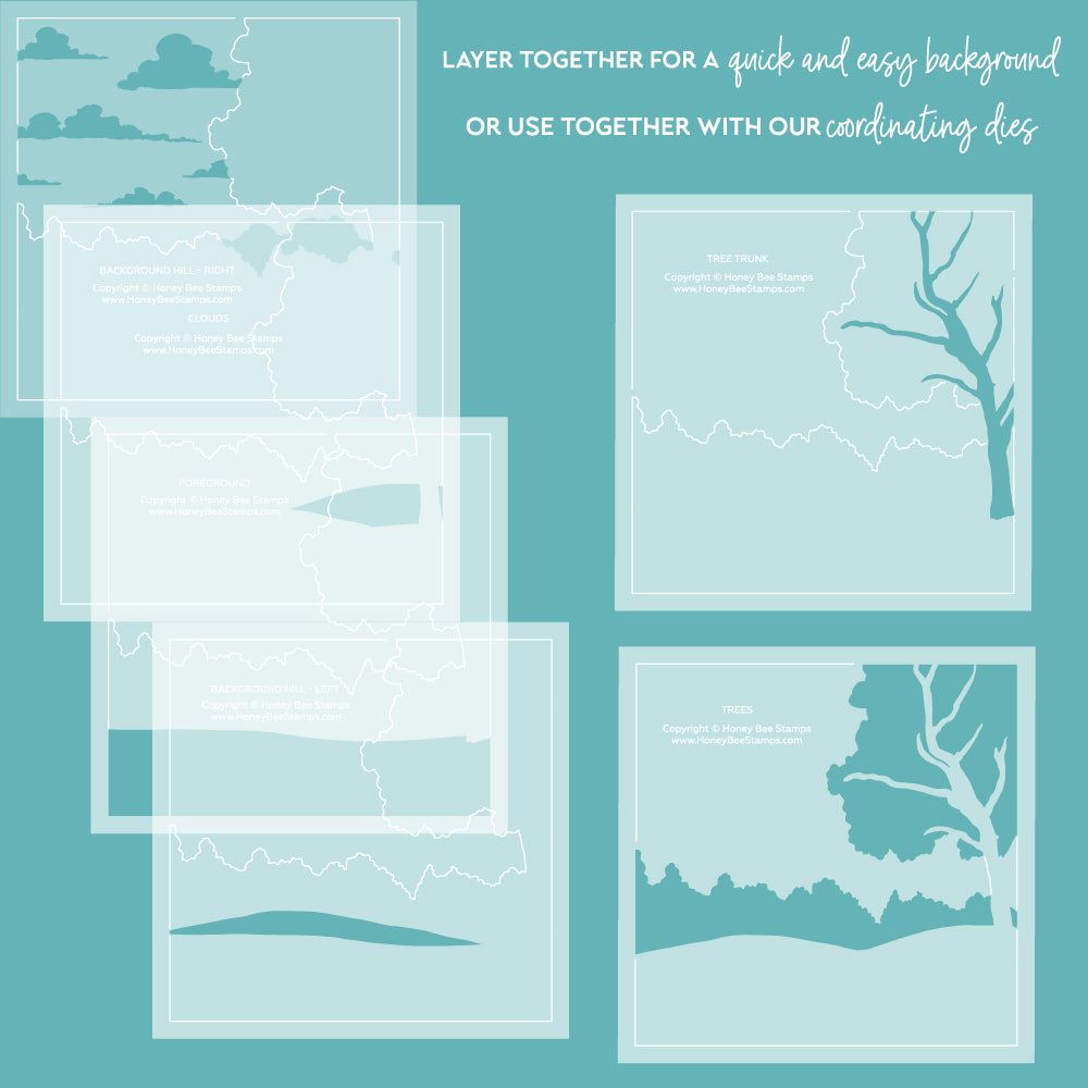 Farmhouse Fields - Set Of 6 - 6"x6" Layering Stencils - Honey Bee Stamps