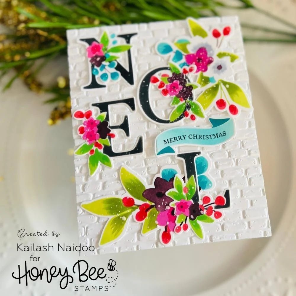 Floral Noel - Set of 6 - 6"x6" Coordinating Stencils - Honey Bee Stamps