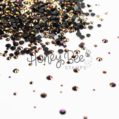 Foundry - Flat Back Rhinestone Purple and Gold Shimmer on Black Mix 2mm to 5mm size - Honey Bee Stamps