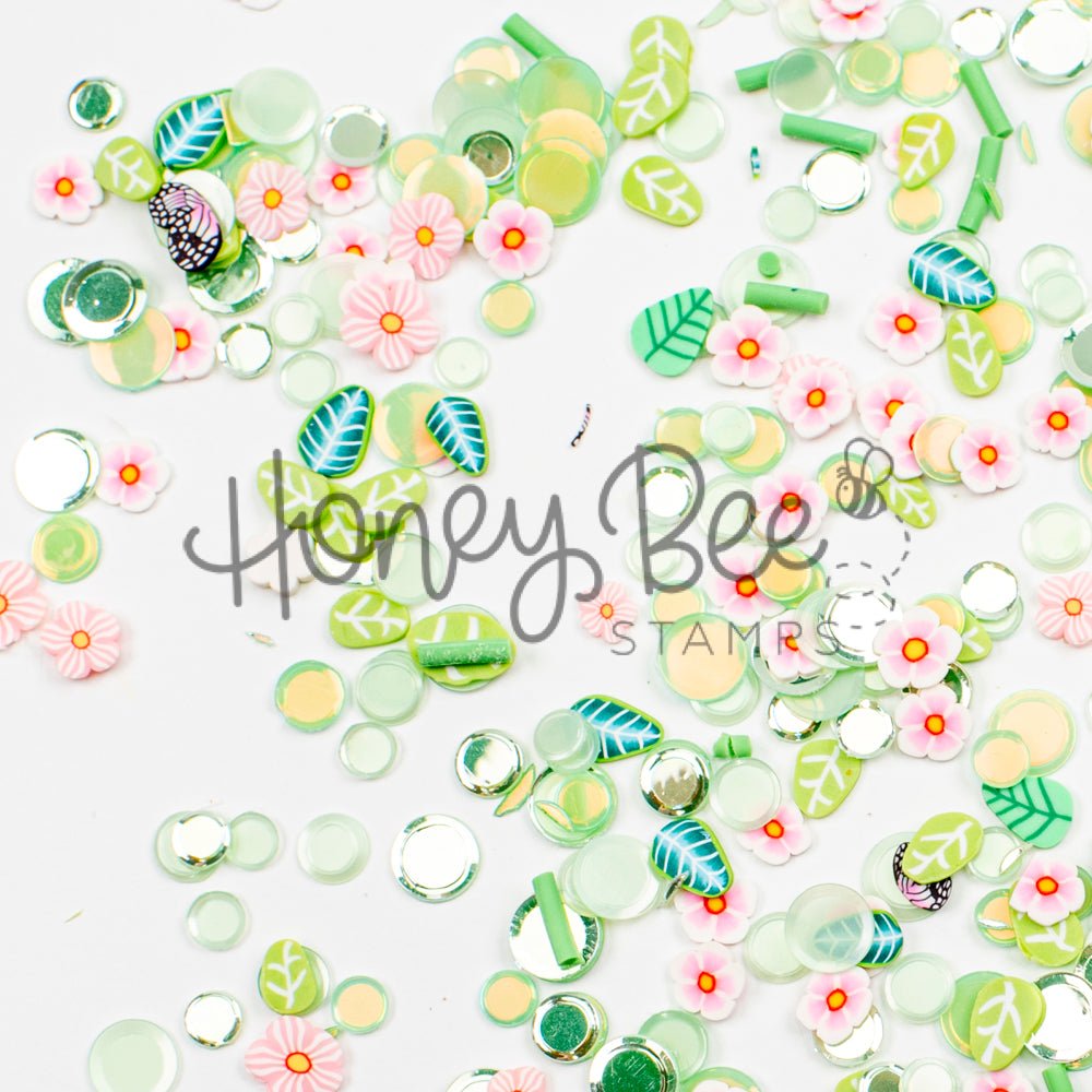 Garden Dreams - Sequin and Clay Mix, Includes Tiny Crystal Butterfly Charm - Honey Bee Stamps