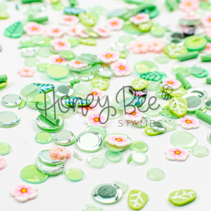 Garden Dreams - Sequin and Clay Mix, Includes Tiny Crystal Butterfly Charm - Honey Bee Stamps