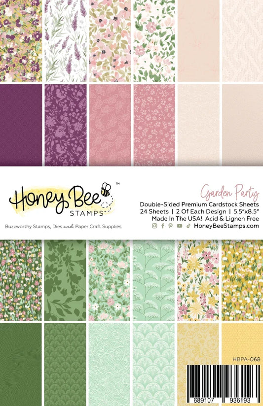 Garden Party Paper Pack - 5.5"x8.5" - 24 Double - Sided Sheets - Includes Paper Organizer! - Honey Bee Stamps