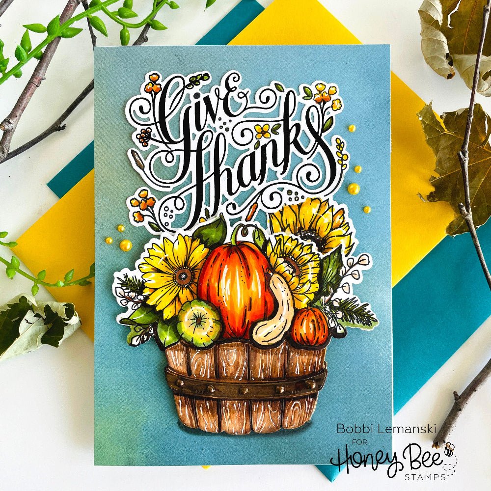 Give Thanks - Set Of 4 - A2 4.25"x5.5" Coordinating tencils - Honey Bee Stamps