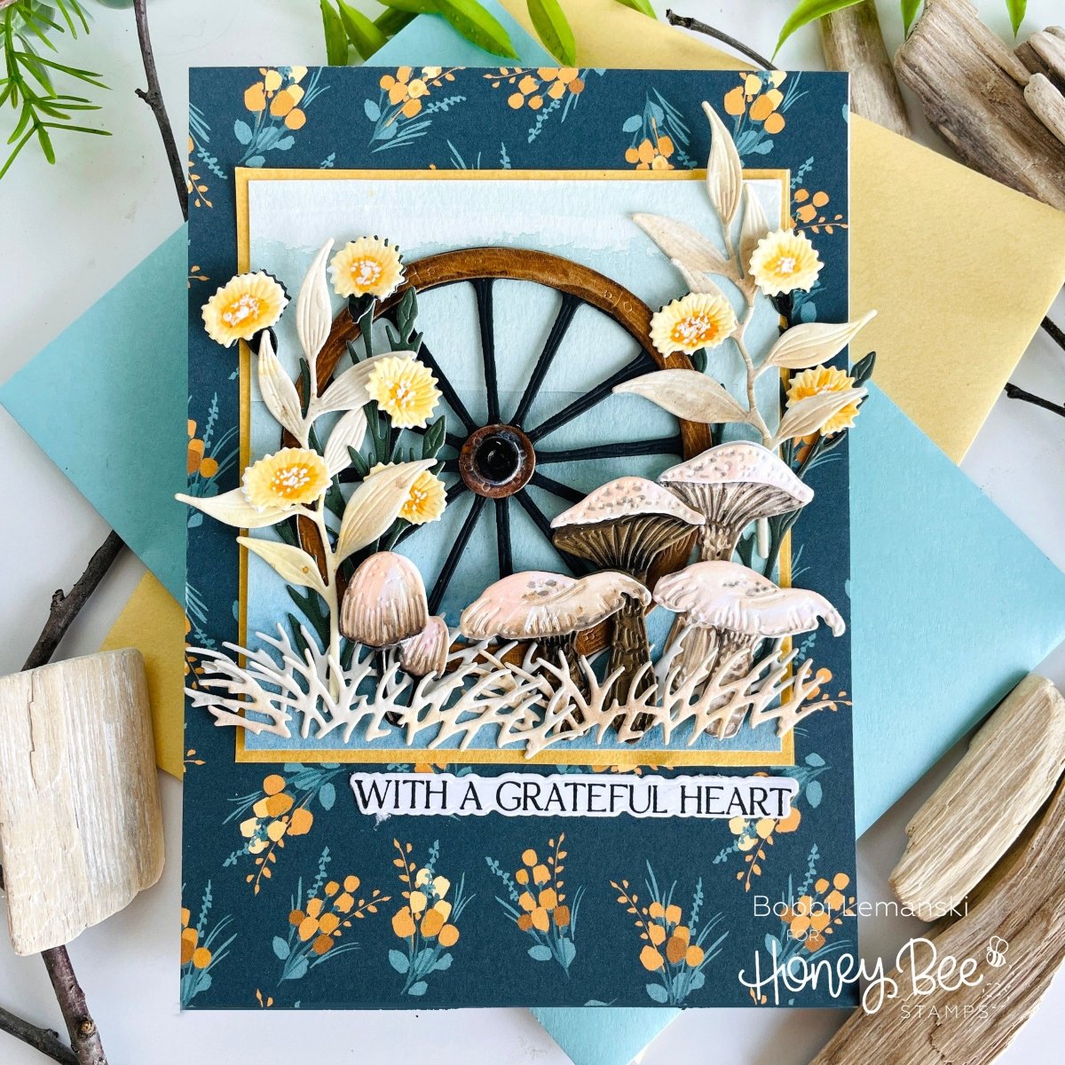 Give Thanks - Set Of 4 - A2 4.25"x5.5" Coordinating tencils - Honey Bee Stamps