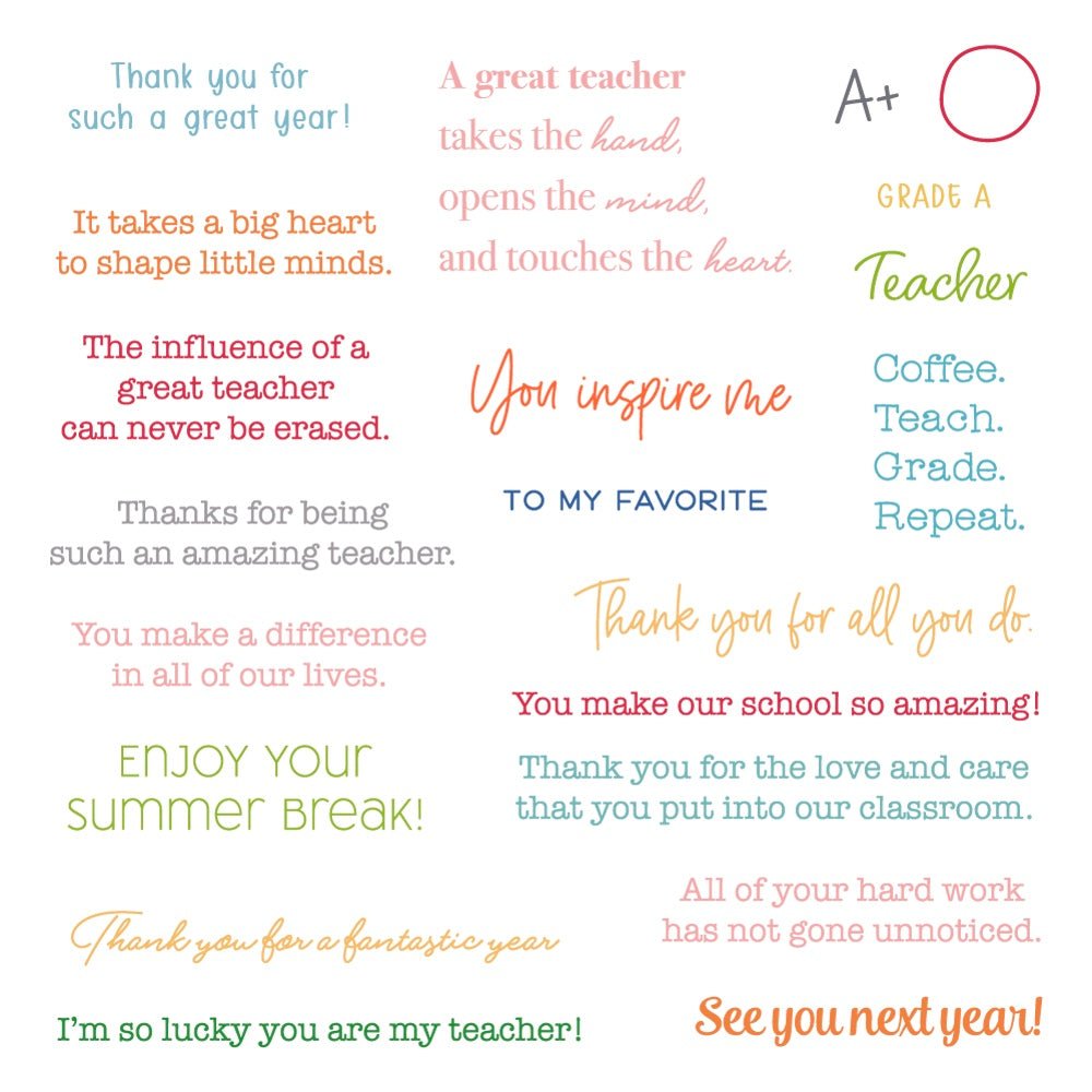 Grade A Teacher - 6x 6 Photopolymer Stamp Set - Honey Bee Stamps
