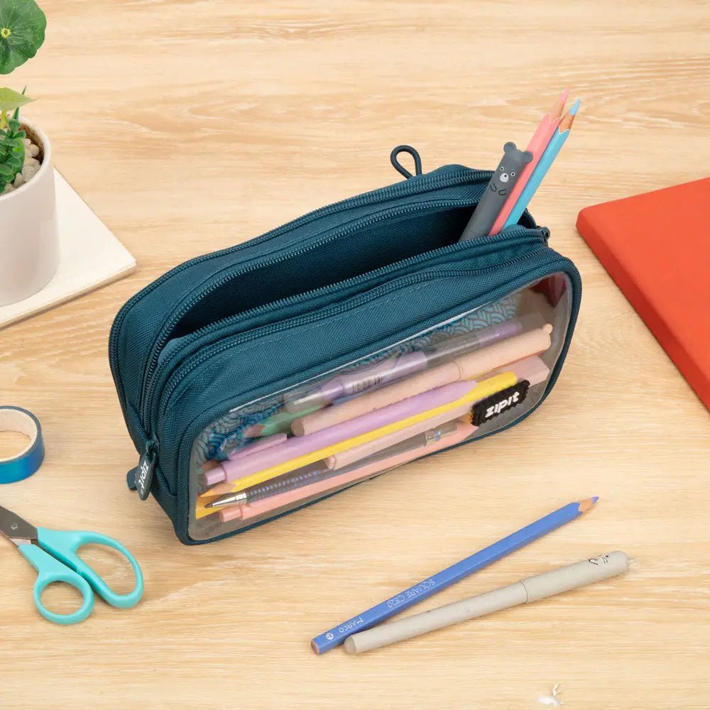 Half & Half Pencil and Art Supplies Case - Teal - Honey Bee Stamps