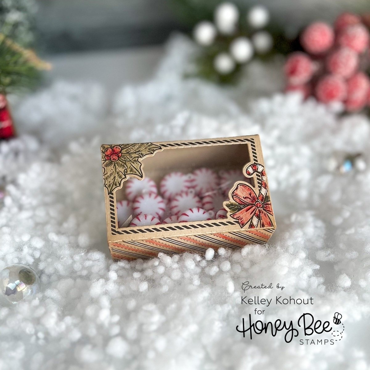 Holiday Treats Vintage Gift Card Box Add - On - 6x6 Photopolymer Stamp Set - Retiring - Honey Bee Stamps